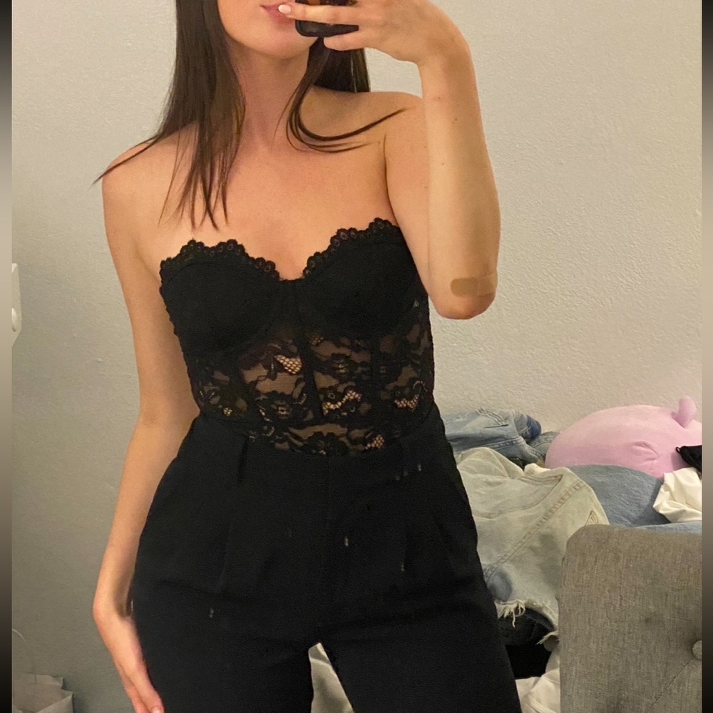 Zara Lace black strapless bodysuit